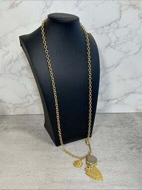 Susan Shaw Gold Charm Medallion Long Necklace - Women Jewelry